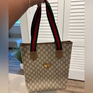 Vintage Gucci Plus GG Monogram Sherry Line Tote